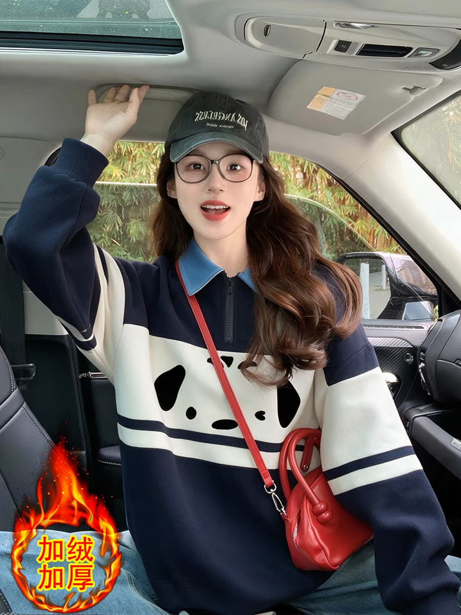 순수한 Mianhua 면 복합 우유 실크 320g 은 여우 플러시 420g POLO 칼라 후드티 가을 겨울 패치워크 빅 사이즈 맨위