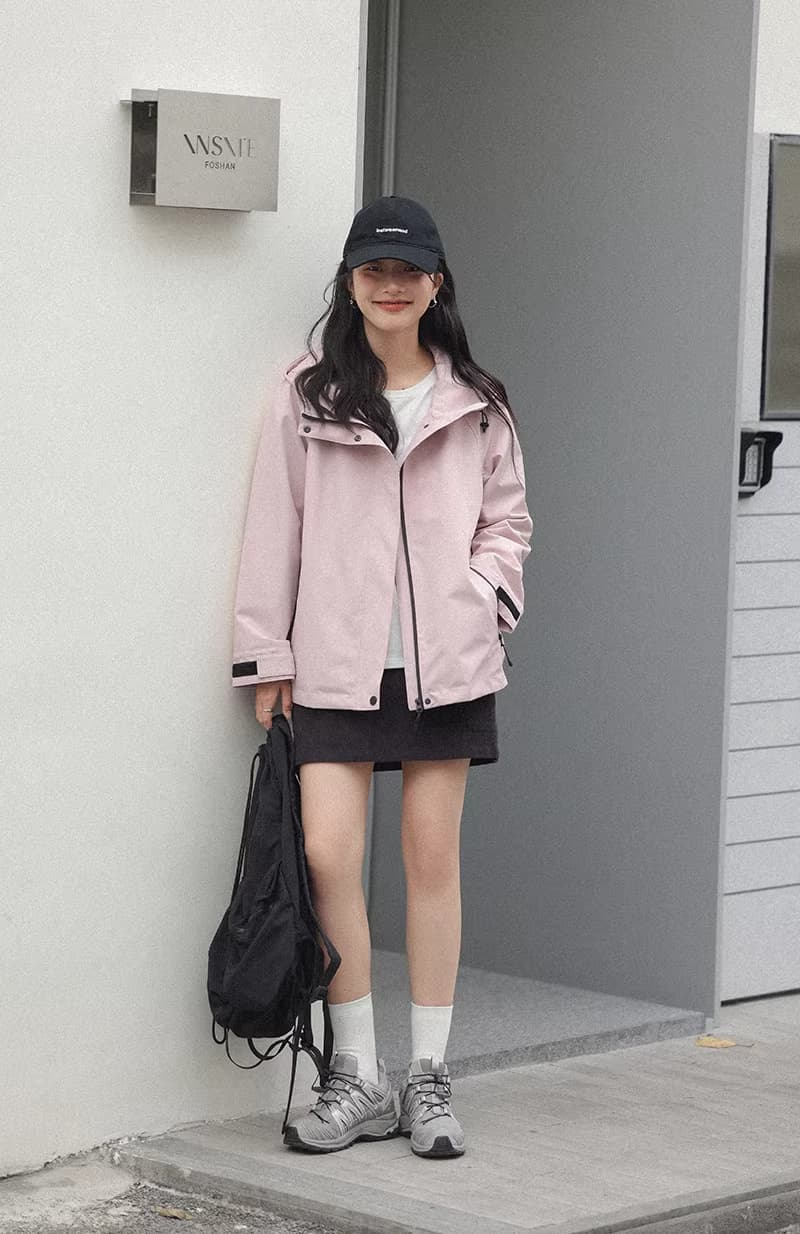 경관 그림 지퍼 후드 핑크색 자켓 짧은 외투 봄 2026 새로운 도보 여행 등산 맨위 상세 이미지 18