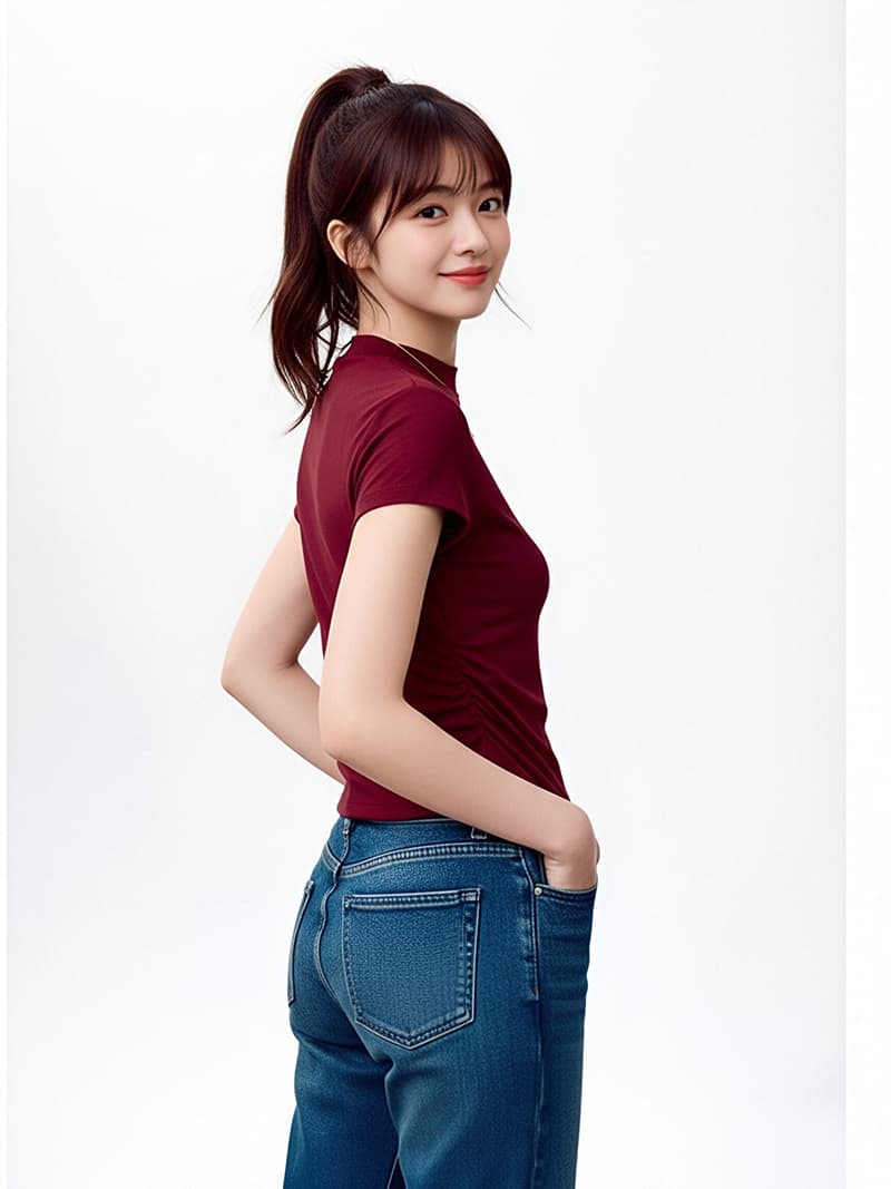 실사 라이 경기 서울 2026 봄 새로운 티셔츠 반하이넥 긍정적 인 어깨 반팔 맨위 만나는 몸매 가꾸기 화이트 동정 상세 이미지 17