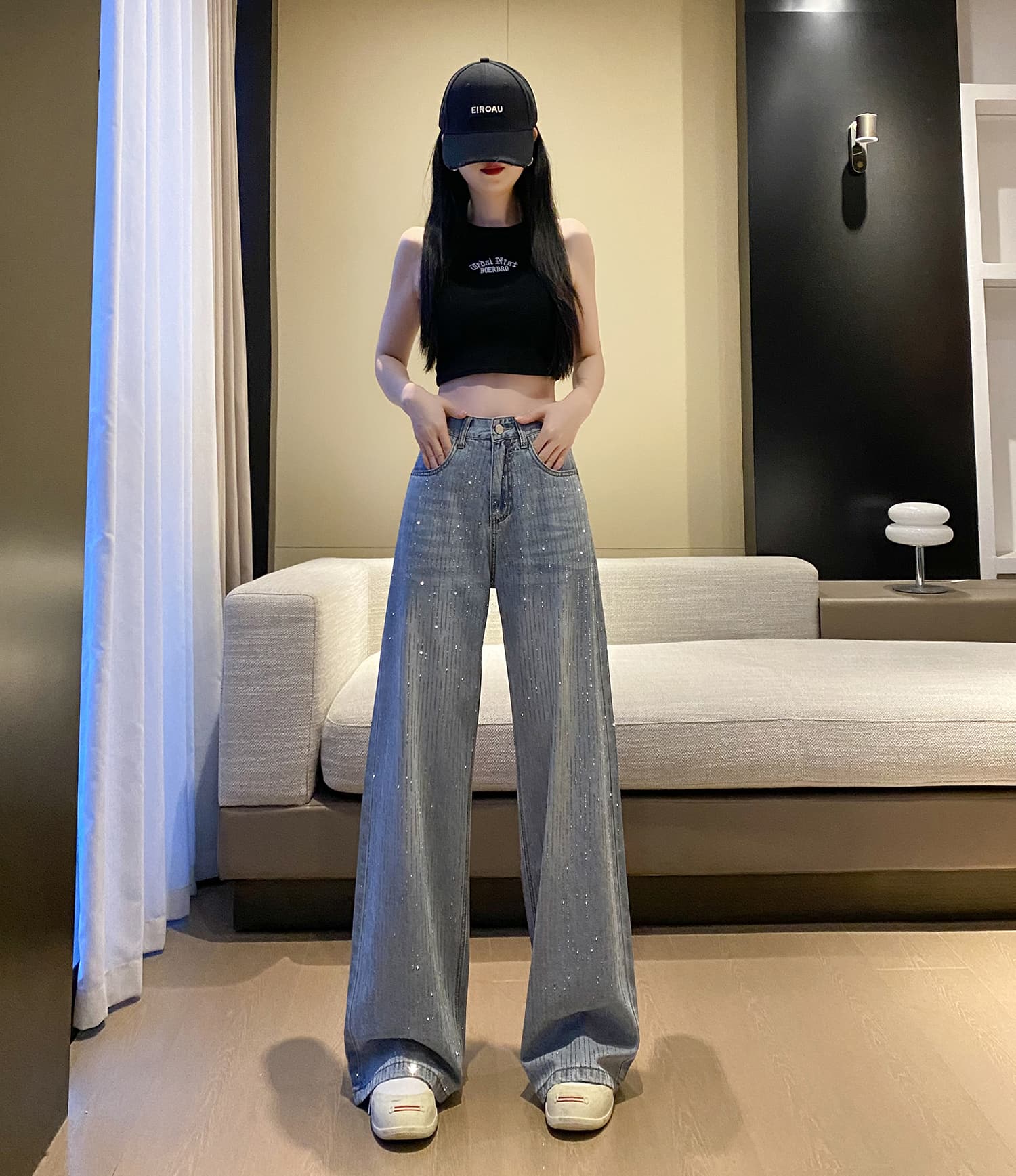 실사 재고 상품 반짝임 바지 디자인 전체 훈련 패션 다용도 디자인 청바지 상세 이미지 4