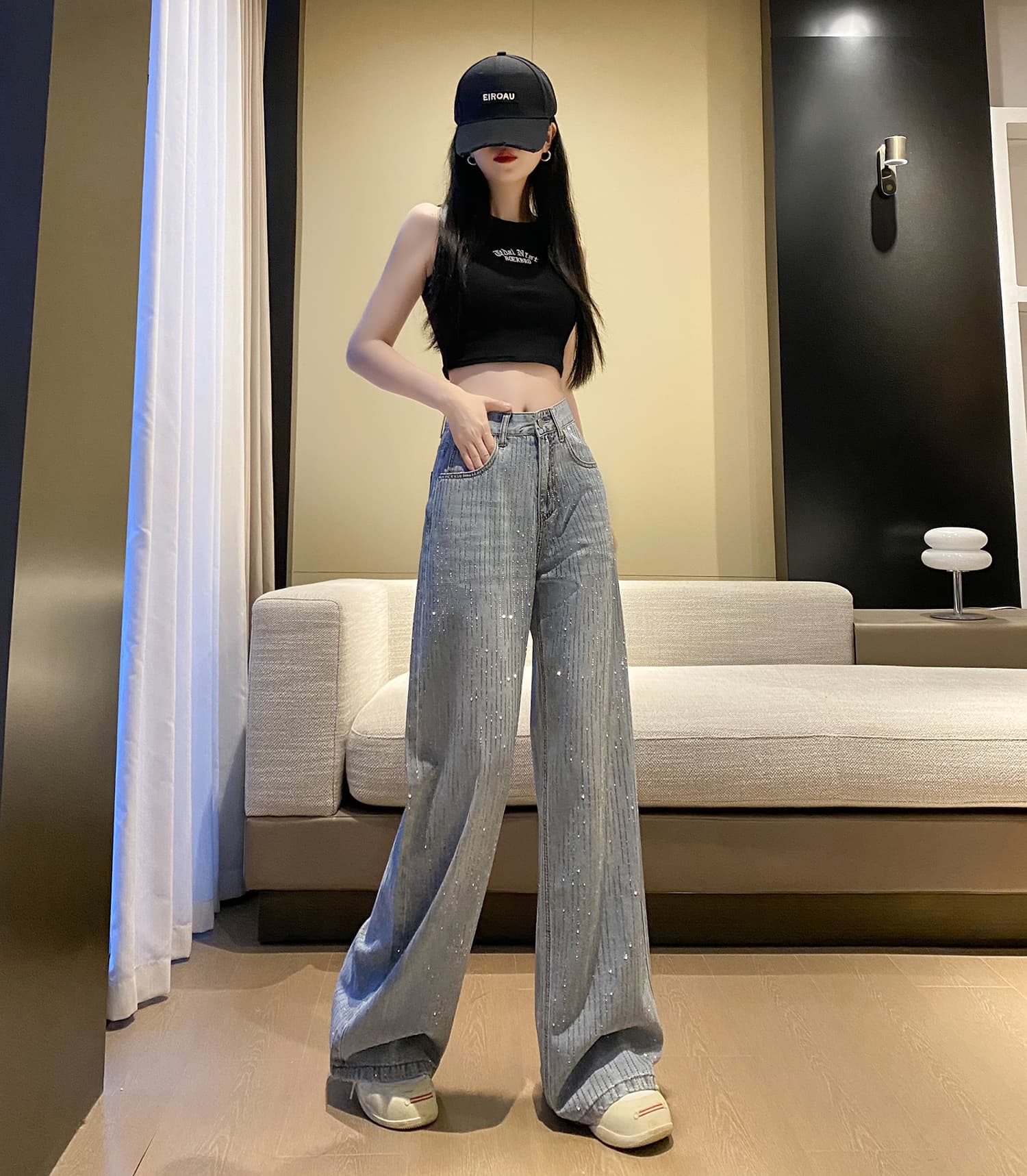 실사 재고 상품 반짝임 바지 디자인 전체 훈련 패션 다용도 디자인 청바지 상세 이미지 7