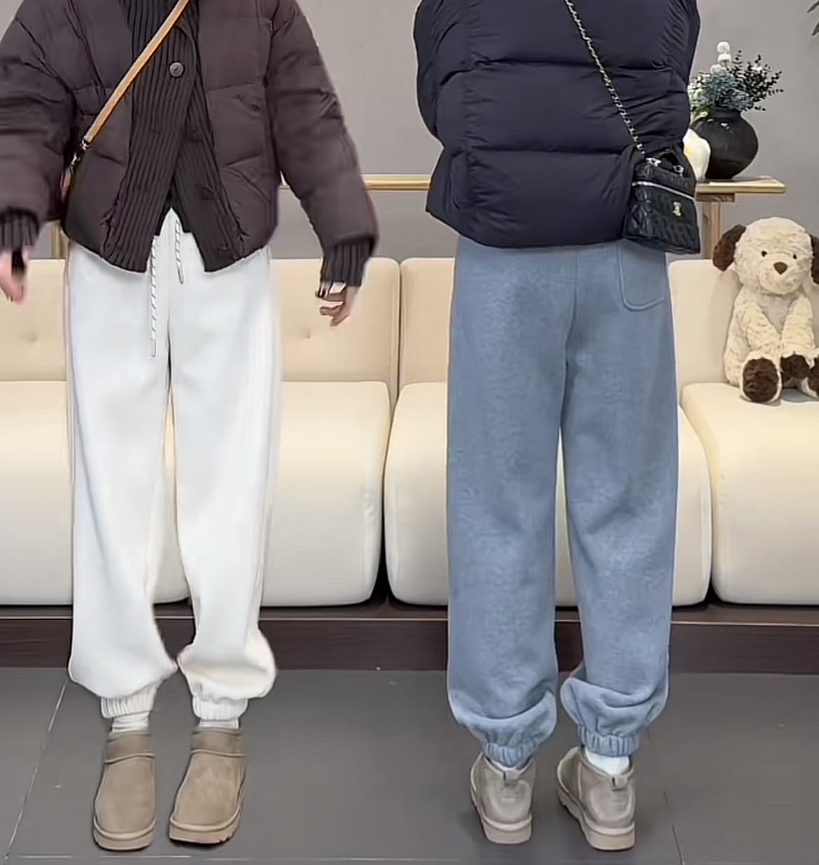 털이 있고 두꺼운 조거 웨이 바지 가을 겨울 새로운 허리밴드 웨이 바지 이미지 3