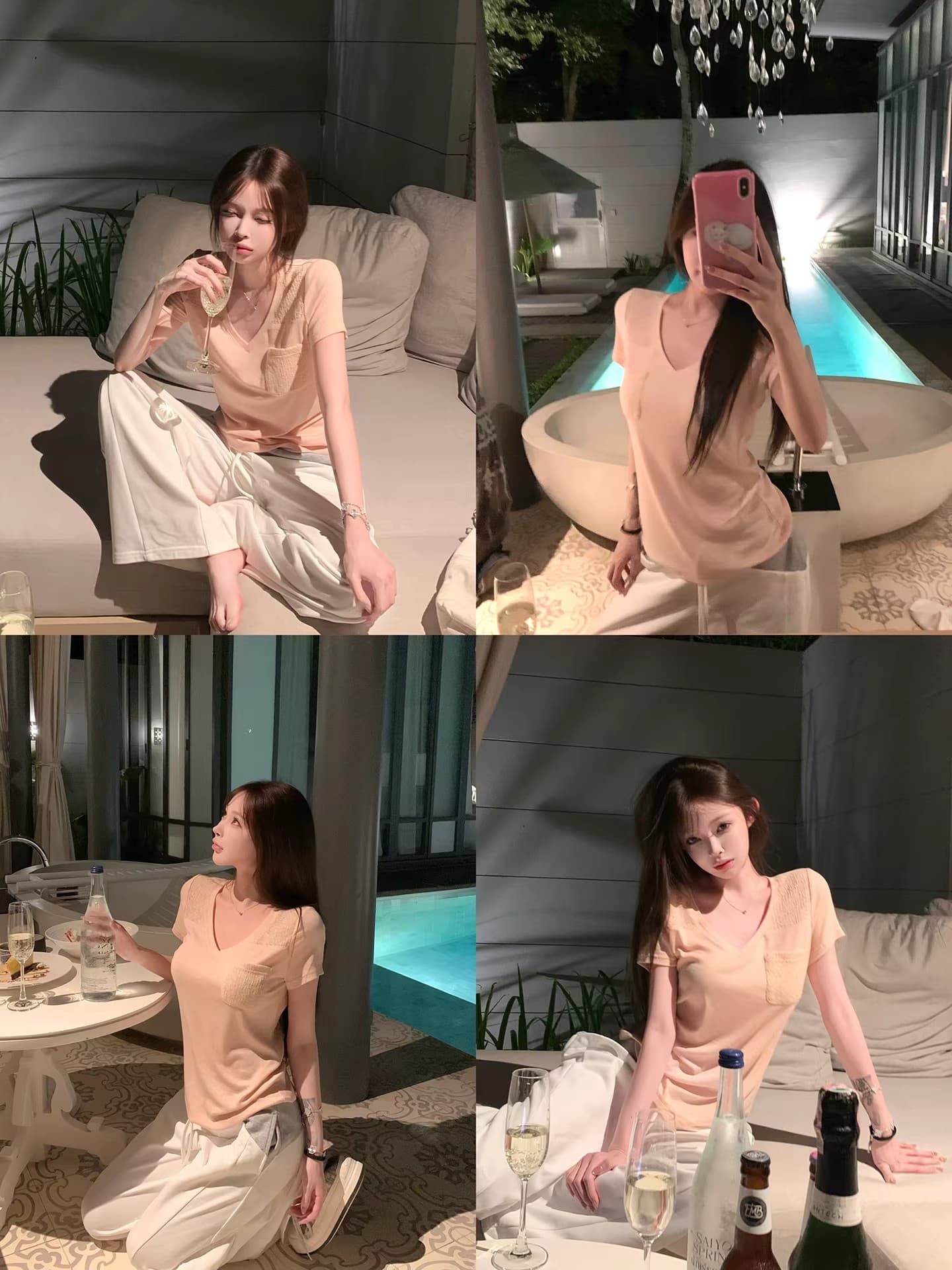 화이트 V넥 레이스 조각 긍정적 인 어깨 반팔 티셔츠 여성 여름 2026 새로운 몸매 가꾸기 순수한 욕망 핫걸 반소매 맨위 상세 이미지 2