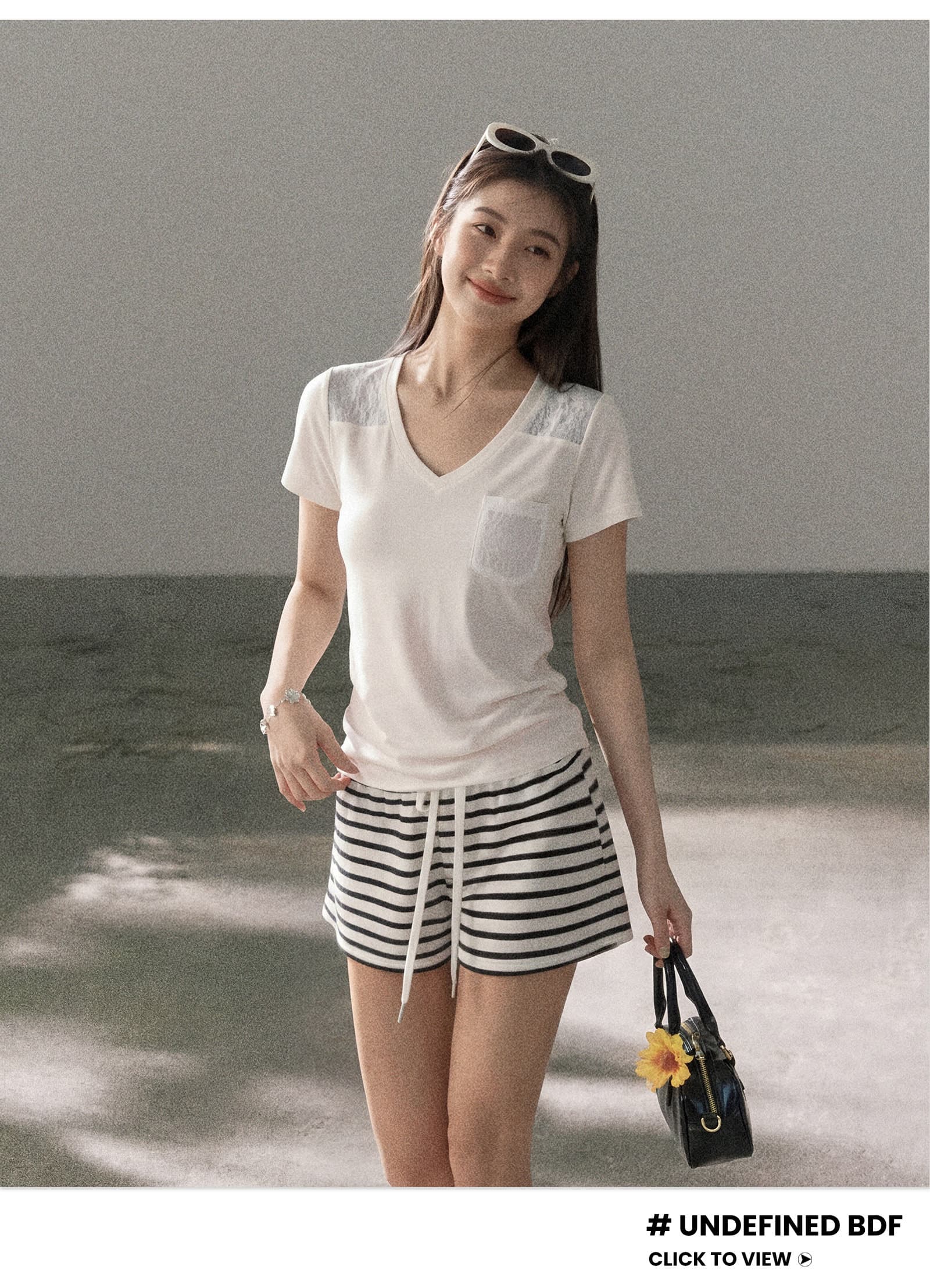 화이트 V넥 레이스 조각 긍정적 인 어깨 반팔 티셔츠 여성 여름 2026 새로운 몸매 가꾸기 순수한 욕망 핫걸 반소매 맨위 상세 이미지 5