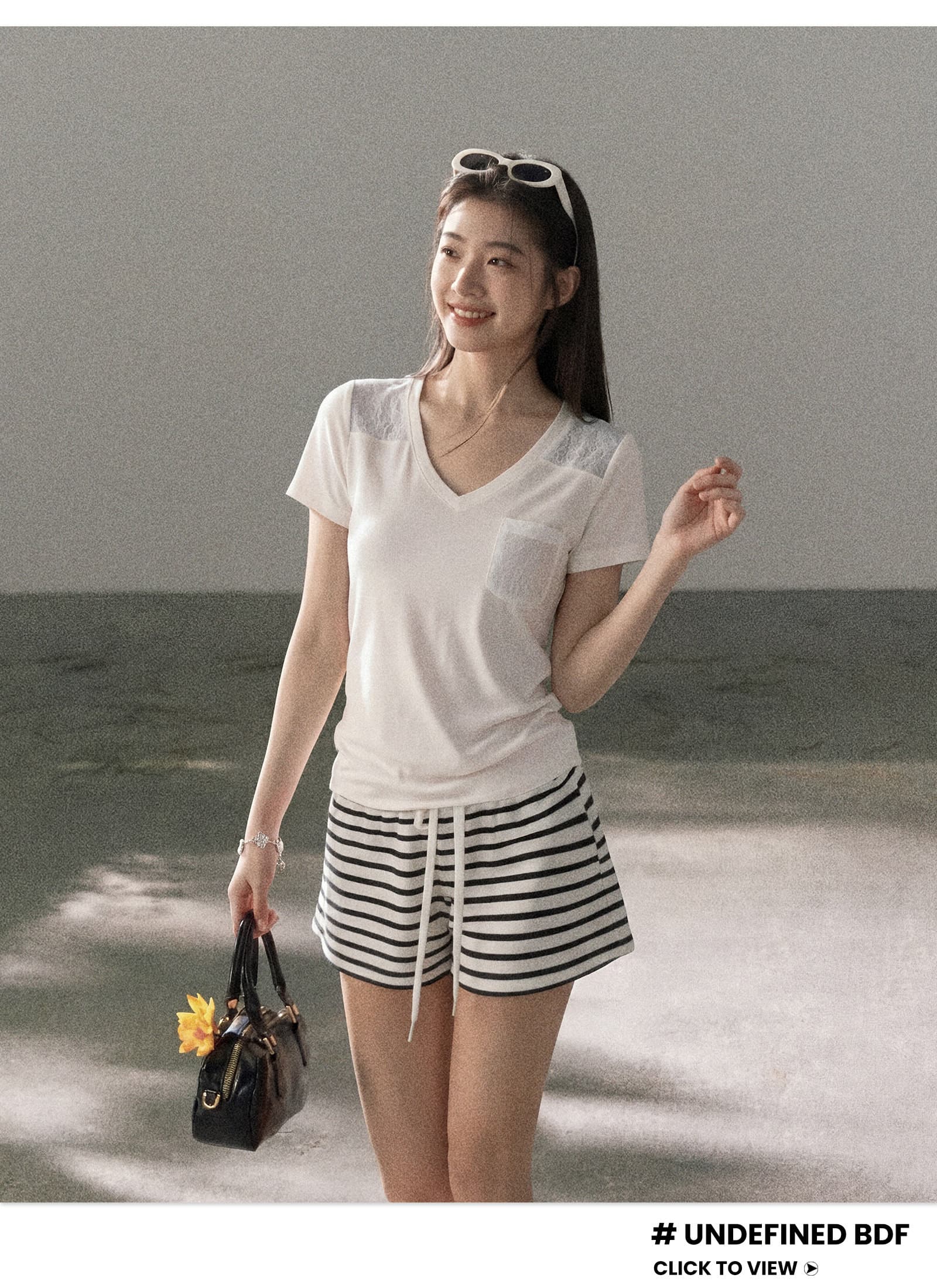 화이트 V넥 레이스 조각 긍정적 인 어깨 반팔 티셔츠 여성 여름 2026 새로운 몸매 가꾸기 순수한 욕망 핫걸 반소매 맨위 상세 이미지 7
