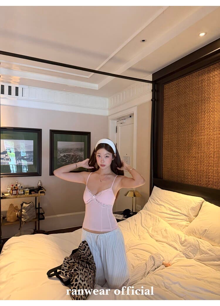 비공개 낭만주의 벨트 가슴 패드 레이스 측면 나비 매듭 마이크로 ~을 통해 분할선 몸매 가꾸기 디스플레이 몸 슬립 상세 이미지 6