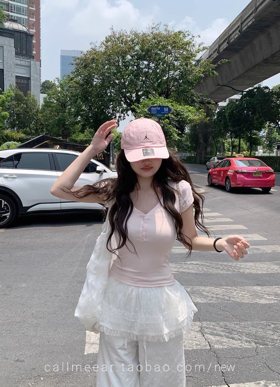 270 그램 사람들 면 다용도 자수 t 거품 소매 티셔츠 여성 봄 몸매 가꾸기 슬림해 보이는 반팔 맨위 상세 이미지 11