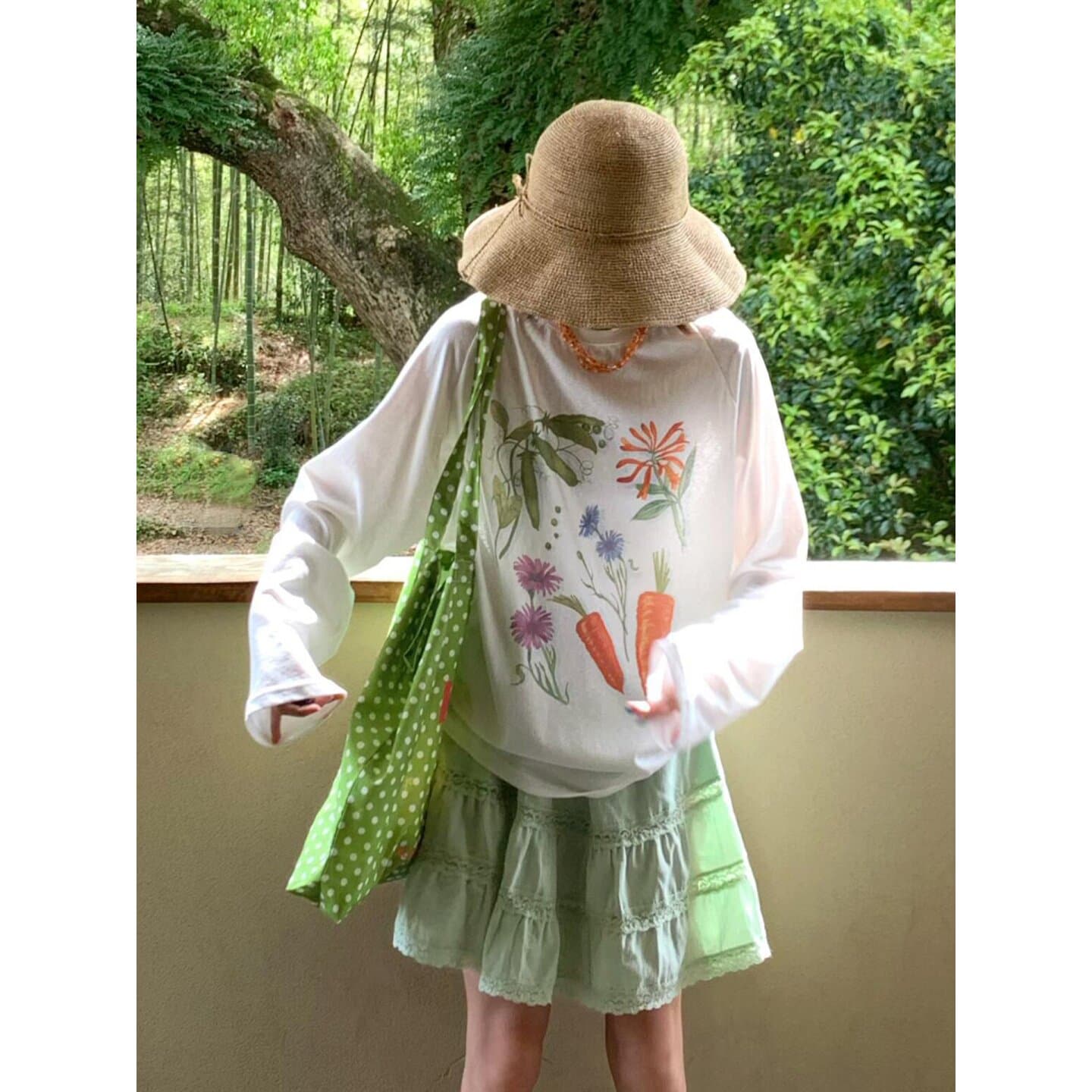 달콤함 일본식 귀여운 바람 눈꽃 면 긴팔 티셔츠 여성 여름 루즈핏 느긋한 윈디 핏 스타일 자외선 차단 블라우스 맨위 이미지 2