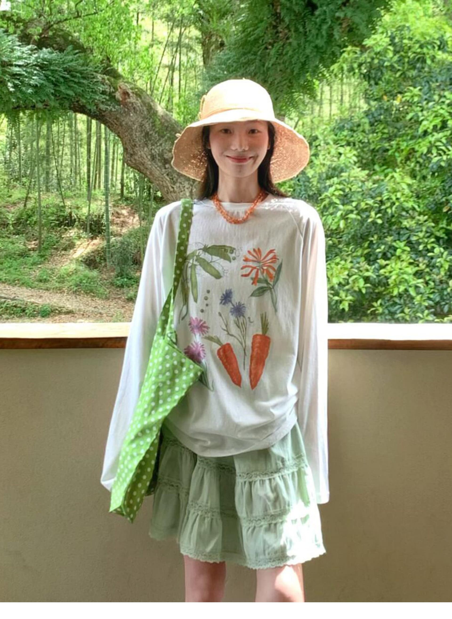 달콤함 일본식 귀여운 바람 눈꽃 면 긴팔 티셔츠 여성 여름 루즈핏 느긋한 윈디 핏 스타일 자외선 차단 블라우스 맨위 상세 이미지 2