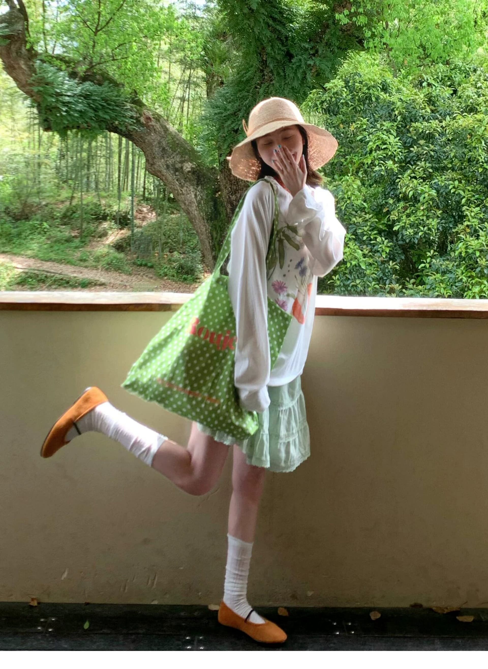 달콤함 일본식 귀여운 바람 눈꽃 면 긴팔 티셔츠 여성 여름 루즈핏 느긋한 윈디 핏 스타일 자외선 차단 블라우스 맨위 상세 이미지 3