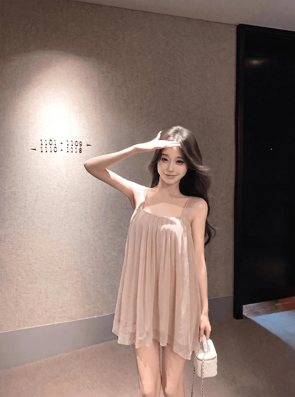프랑스식 녹색 광장 칼라 쉬폰 캐미솔 여성 여름 루즈핏 슬림해 보이는 맨위 2026 상세 이미지 8