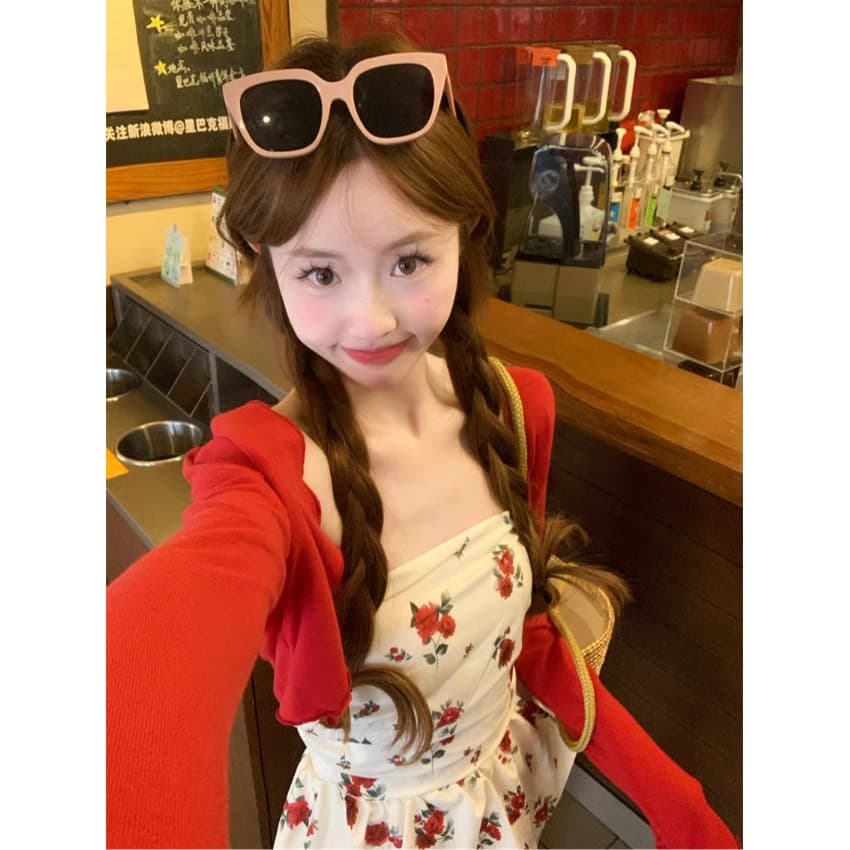 레트로 국풍 세트 여성 봄 2026 새로운 긴팔 오픈 가디건 맨위 쇼트 스타일 튜브탑 조끼 맨위 투피스 세트