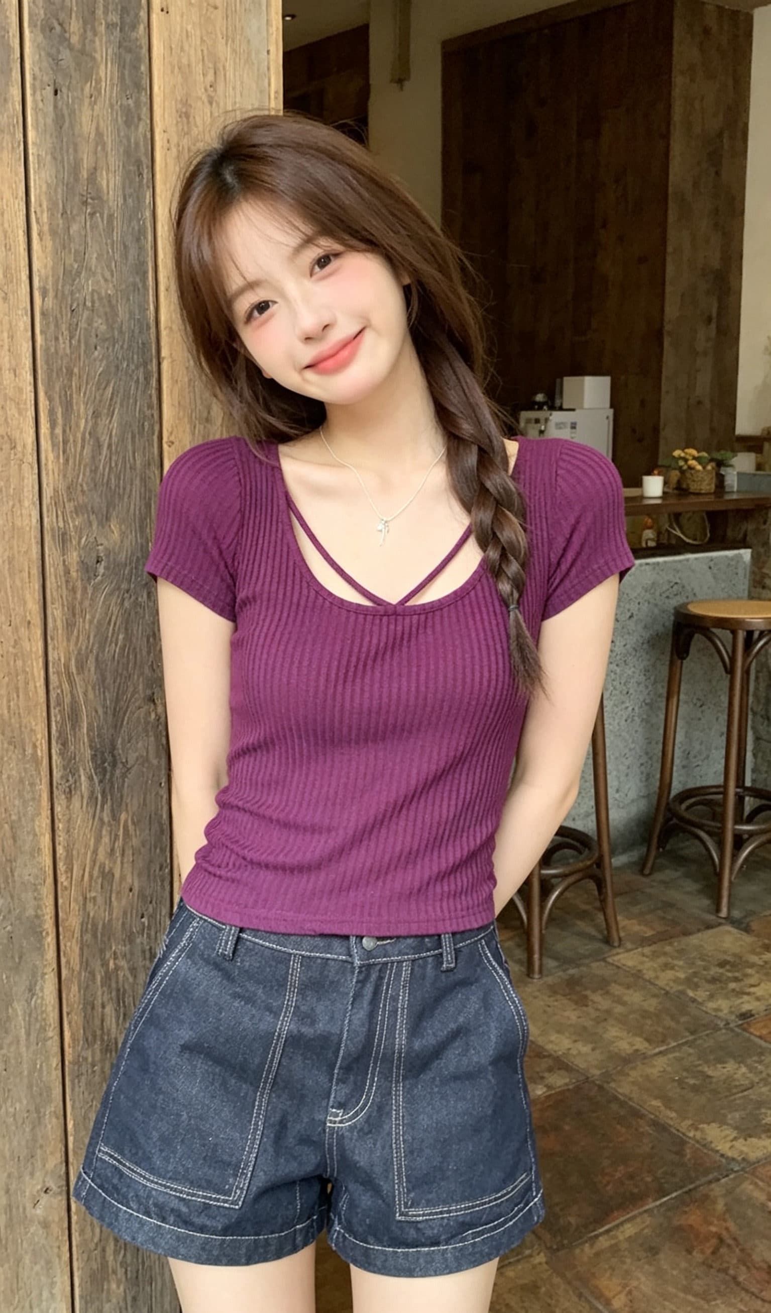 한 스타일 달콤한 매운맛 바람 쇼트 스타일 맨위 여성 2026 여름 새로운 Chic 반팔 티셔츠 디자인 센스 작은 대중 상세 이미지 6