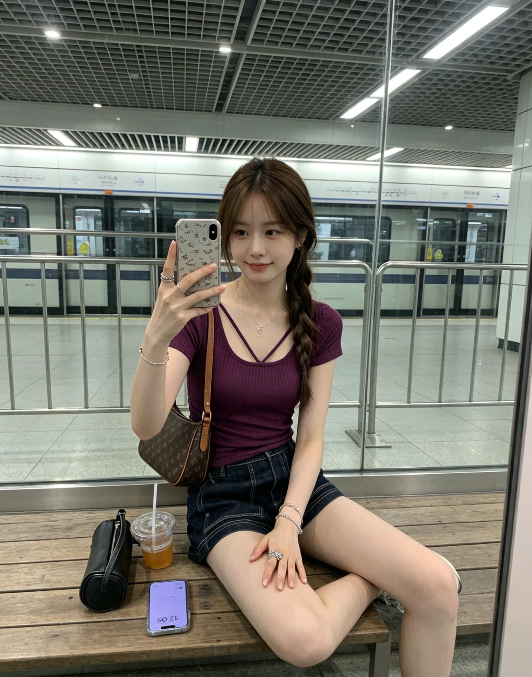 작은 키 새로운 니트 스웨터 티셔츠 여성 여름 디자인 센스 몸매 가꾸기 슬림해 보이는 보라색 아름다운 반팔 맨위 상세 이미지 5