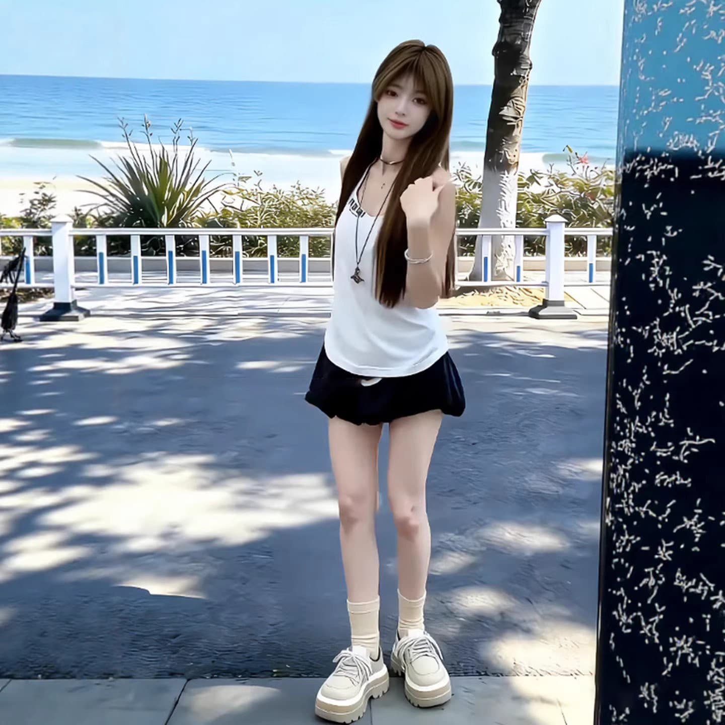 루즈핏 V넥 행침 목 칼라 캐미솔 2026 년 여름 새로운 여름 드레스 해변가 휴가 외출용 맨위 여성 의류 상세 이미지 5