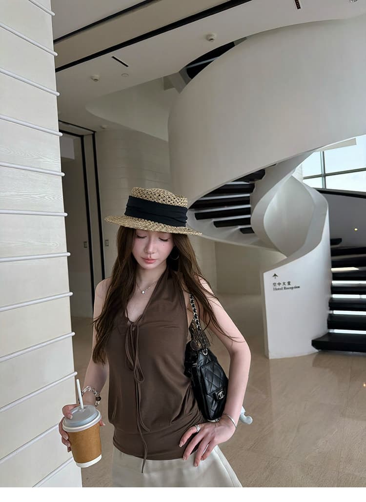 라이 경기 서울 V넥 레이스업 캐미솔 여름 편안함 외출용 오프숄더 행침 목 맨위 상세 이미지 31