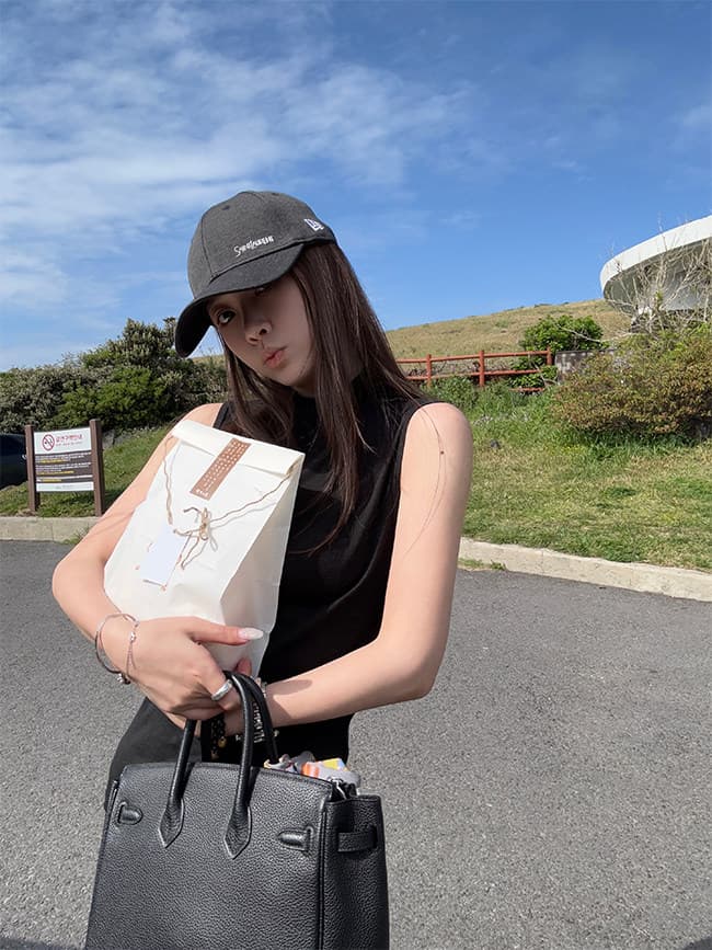 한국 대외 무역 새로운 캐주얼 패션 반하이넥 분위기 센스 조끼 여성 여름 2025 상세 이미지 7