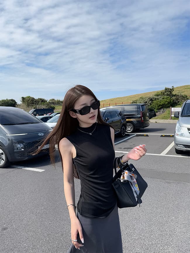 한국 대외 무역 새로운 캐주얼 패션 반하이넥 분위기 센스 조끼 여성 여름 2025 상세 이미지 12