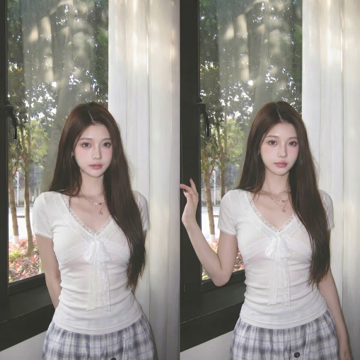 2026 한국 대외 무역 새로운 패션 레이스 나비 매듭 레이스 낮은 네크라인 펌프 로프 몸매 가꾸기 t 여성