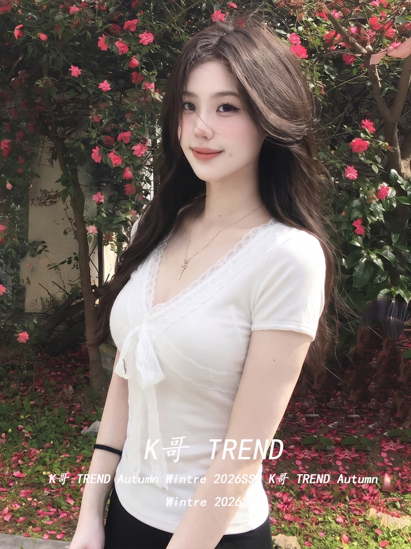 핫걸 바람 레이스 조각 V넥 반팔 티셔츠 여성 여름 디자인 센스 스트랩 몸매 가꾸기 슬림해 보이는 순수한 욕망 작은 맨위 트렌디 상세 이미지 6