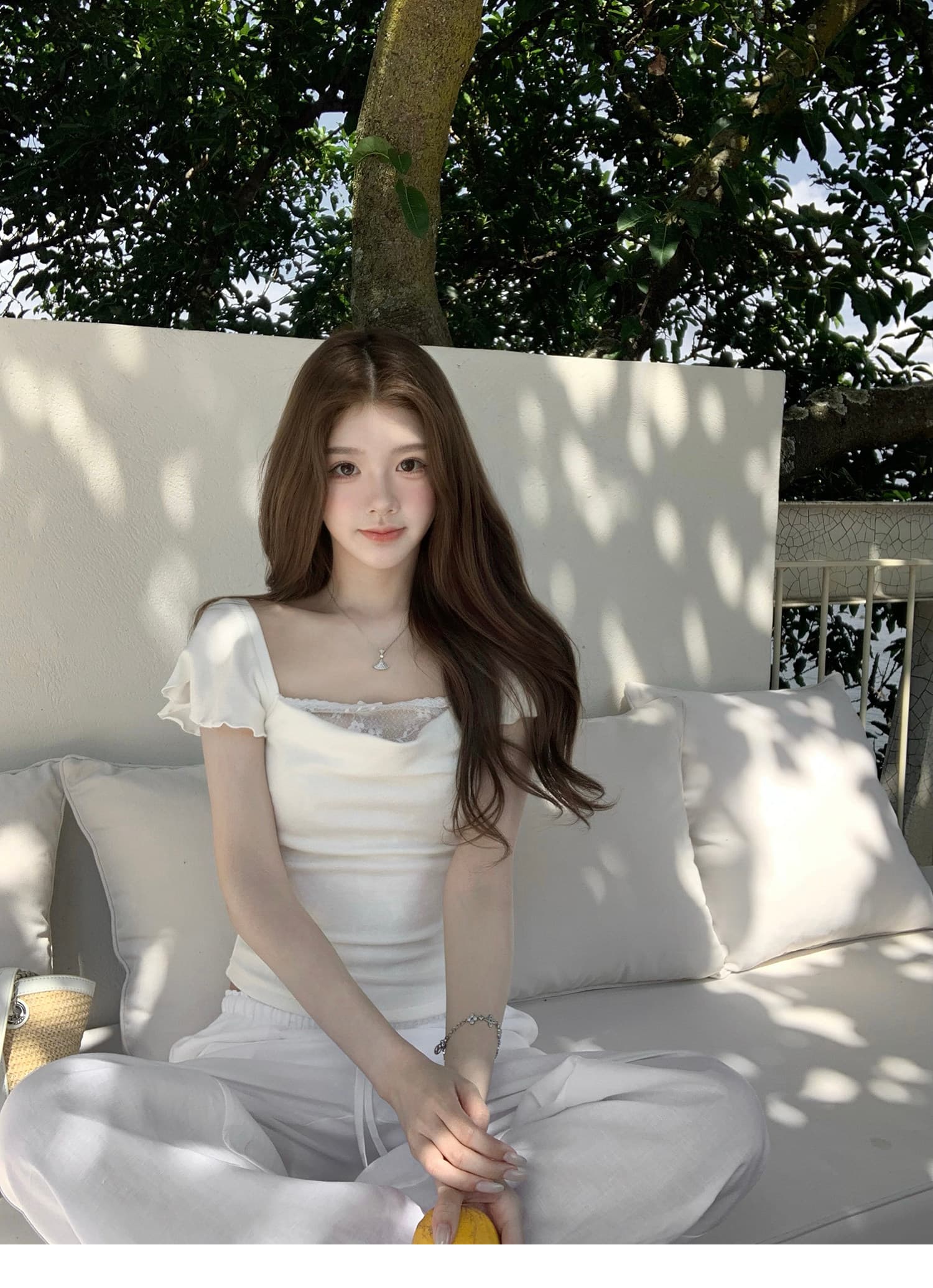 q 여자 집 설탕 큐브 레이스 흔들다 칼라 반팔 티셔츠 2026 프랑스식 아름다운 디자인 센스 작은 맨위 상세 이미지 1