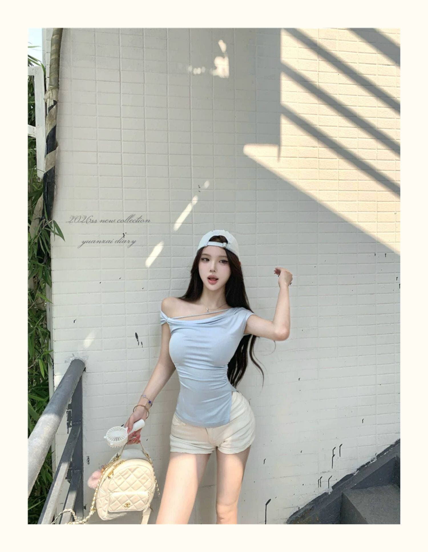 비스듬한 어깨 스트랩 트임 티셔츠 여성 여름 핫걸 바람 허리 수축 디스플레이 몸 섹시함 다용도 불규칙 디자인 센스 맨위 상세 이미지 10