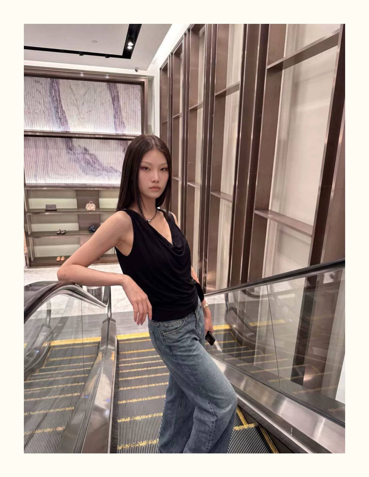문자열 어깨끈 흔들다 칼라 캐미솔 여름 달콤한 매운맛 바람이 아닙니다. 규칙 디자인 센스 금속 장식 품격 맨위 상세 이미지 3