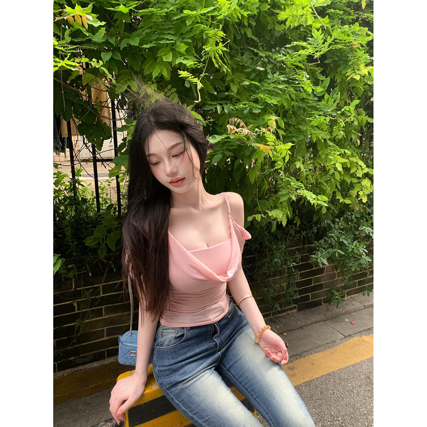 fart shop 우울한 작약 라이 경기 서울 흔들다 칼라 몸매 가꾸기 조끼 티셔츠 두 조각 여성 세트 봄 여름 맨위 이미지 3