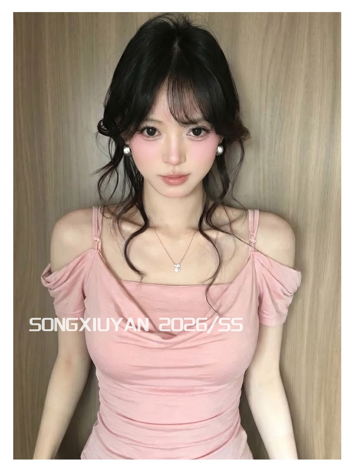 송 보여주기 妍 seniors 도파민 핑크색 흔들다 칼라 몸매 가꾸기 조끼 티셔츠 투피스 세트 달콤한 매운맛 소녀 바람 세트 상세 이미지 2