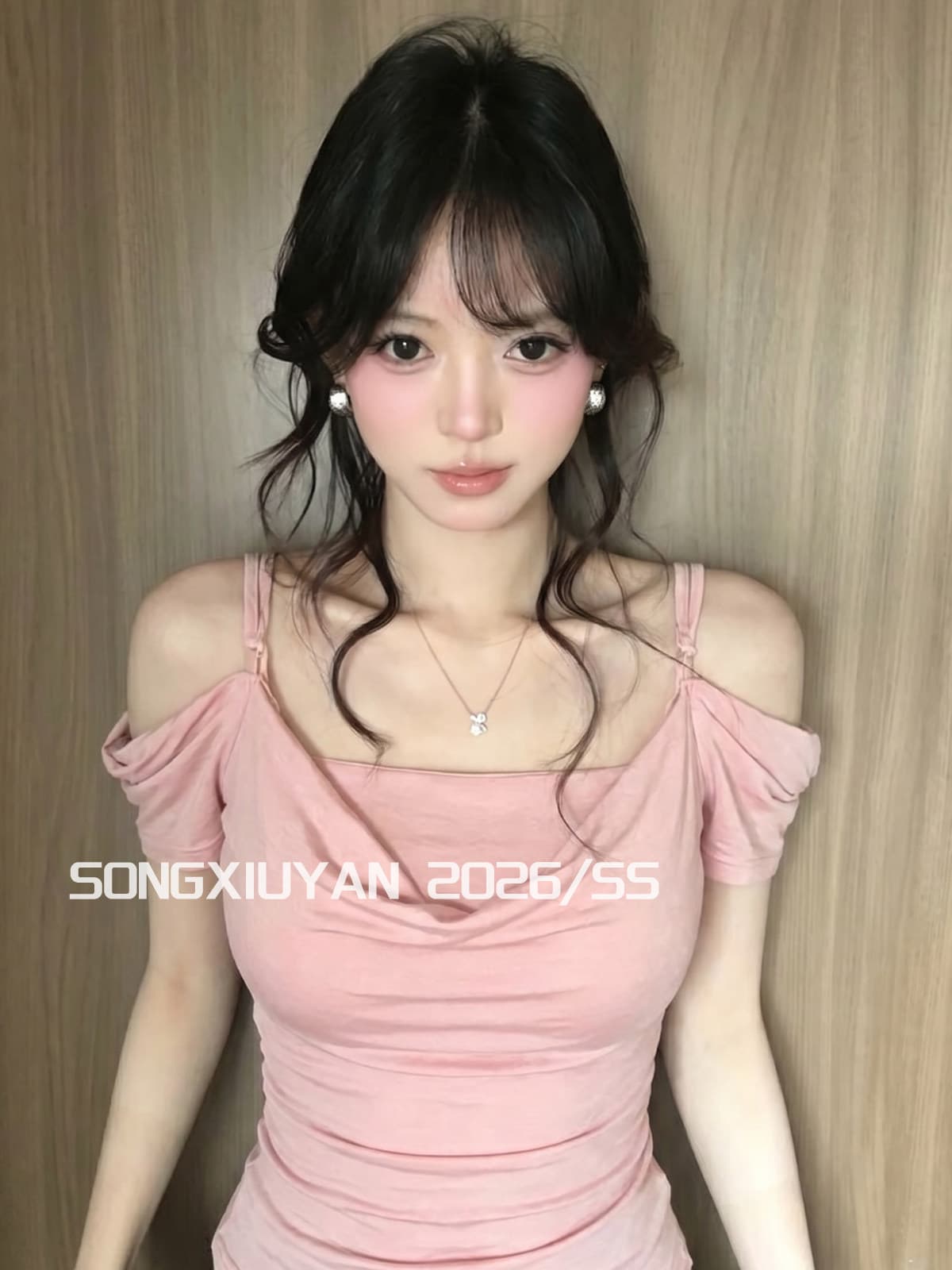 송 보여주기 妍 seniors 도파민 핑크색 흔들다 칼라 몸매 가꾸기 조끼 티셔츠 투피스 세트 달콤한 매운맛 소녀 바람 세트 상세 이미지 5