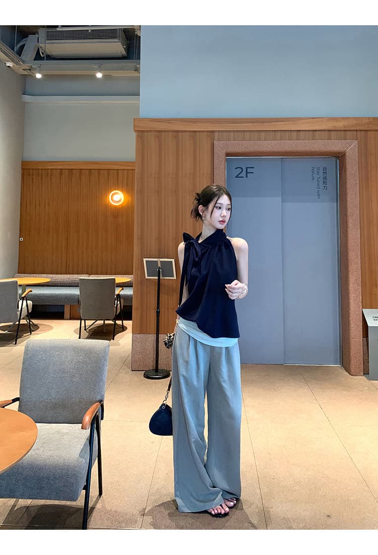 신축성 쉬폰 네리 캐미솔 여름 외출용 핫걸 착용 가져 가라. 아니요 명중 섹션 민소매 행침 목 맨위 상세 이미지 8