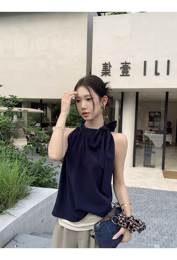 신축성 쉬폰 네리 캐미솔 여름 외출용 핫걸 착용 가져 가라. 아니요 명중 섹션 민소매 행침 목 맨위 상세 이미지 9