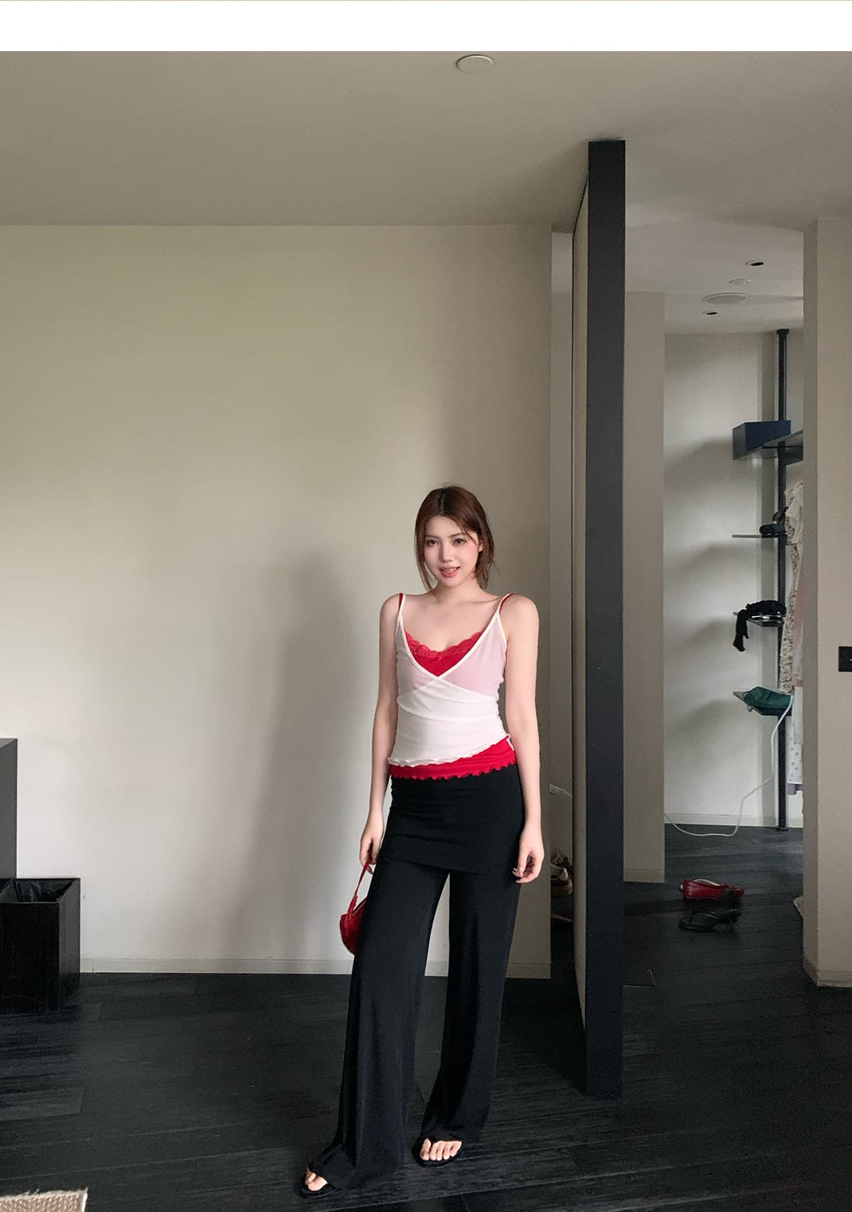 40d 폴리 에스터 암모늄 오노 매운맛 매운맛 니켈 그리드 루오 니켈 순수한 욕망 페이크 레이어드 캐미솔 여름 맨위 상세 이미지 3