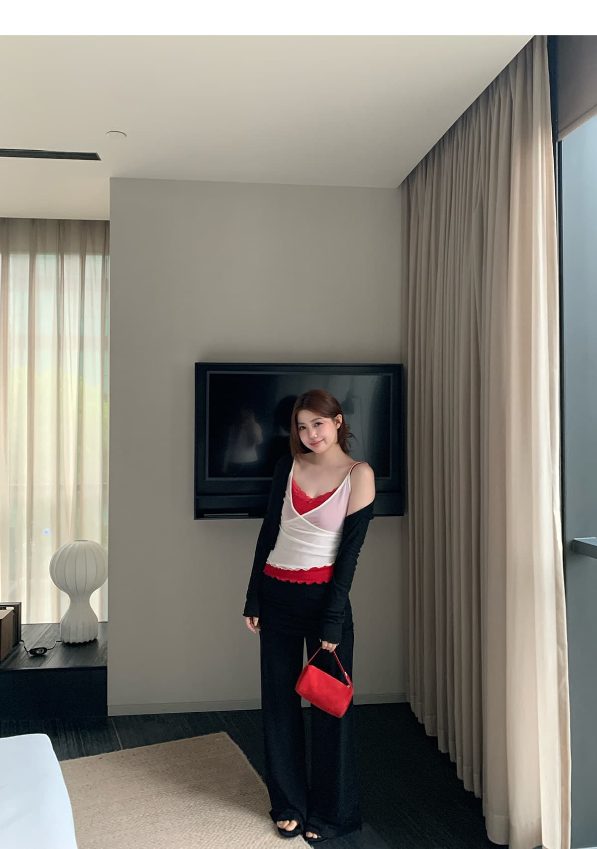 40d 폴리 에스터 암모늄 오노 매운맛 매운맛 니켈 그리드 루오 니켈 순수한 욕망 페이크 레이어드 캐미솔 여름 맨위 상세 이미지 6