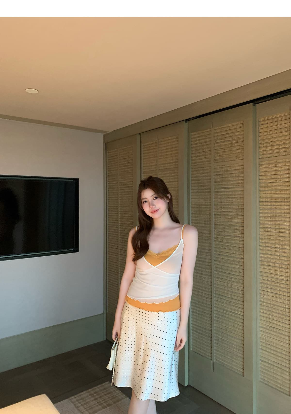40d 폴리 에스터 암모늄 오노 매운맛 매운맛 니켈 그리드 루오 니켈 순수한 욕망 페이크 레이어드 캐미솔 여름 맨위 상세 이미지 7