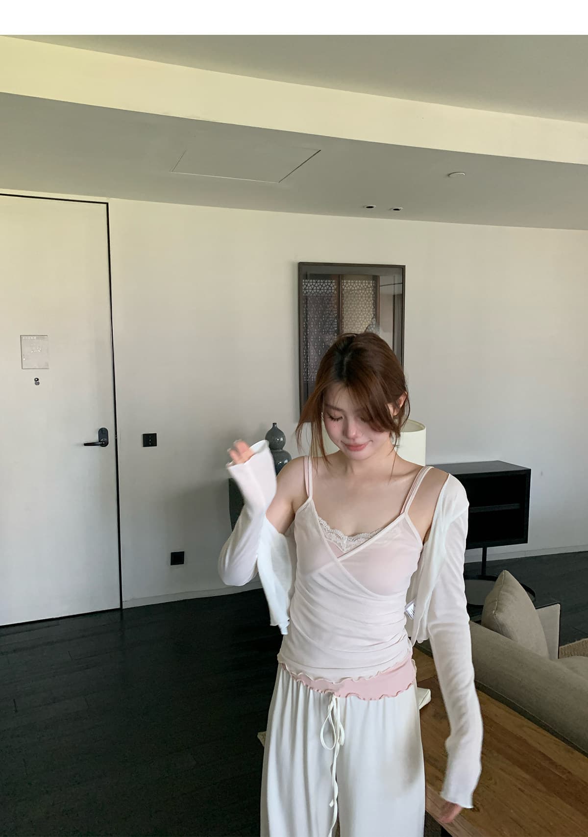 40d 폴리 에스터 암모늄 오노 매운맛 매운맛 니켈 그리드 루오 니켈 순수한 욕망 페이크 레이어드 캐미솔 여름 맨위 상세 이미지 12