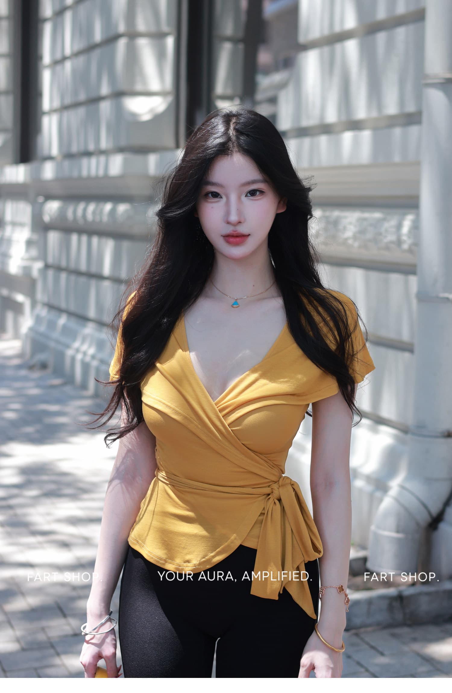 사람들 면 사탕 소녀 라이 경기 서울 십자가 V넥 우아함 스트랩 티셔츠 여성 봄 여름 허리 수축 맨위 상세 이미지 4