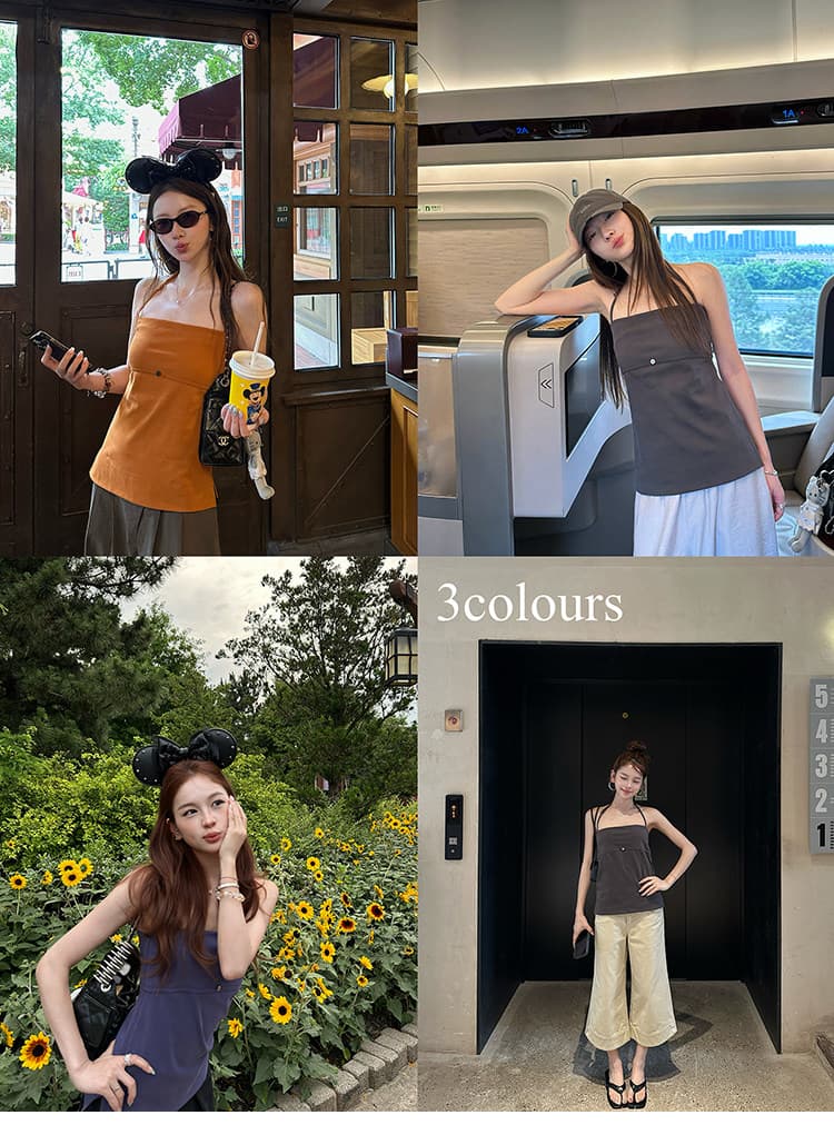 좋은 행침 목 분할 허리 수축 핫걸 튜브탑 작은 슬링 여성 여름 외출용 백리스 맨위 상세 이미지 27