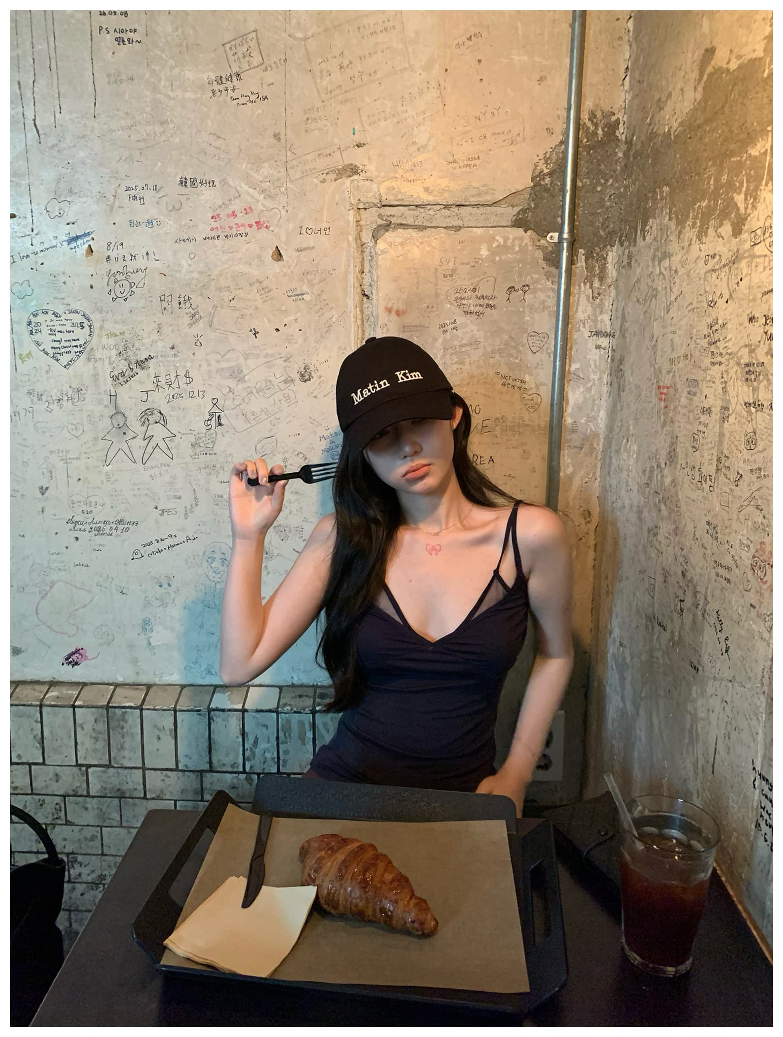 라이 경기 서울 낭만주의 초기 만남 망사 페이크 레이어드 캐미솔 여름 순수한 욕망 슬림해 보이는 민소매 맨위 상세 이미지 3