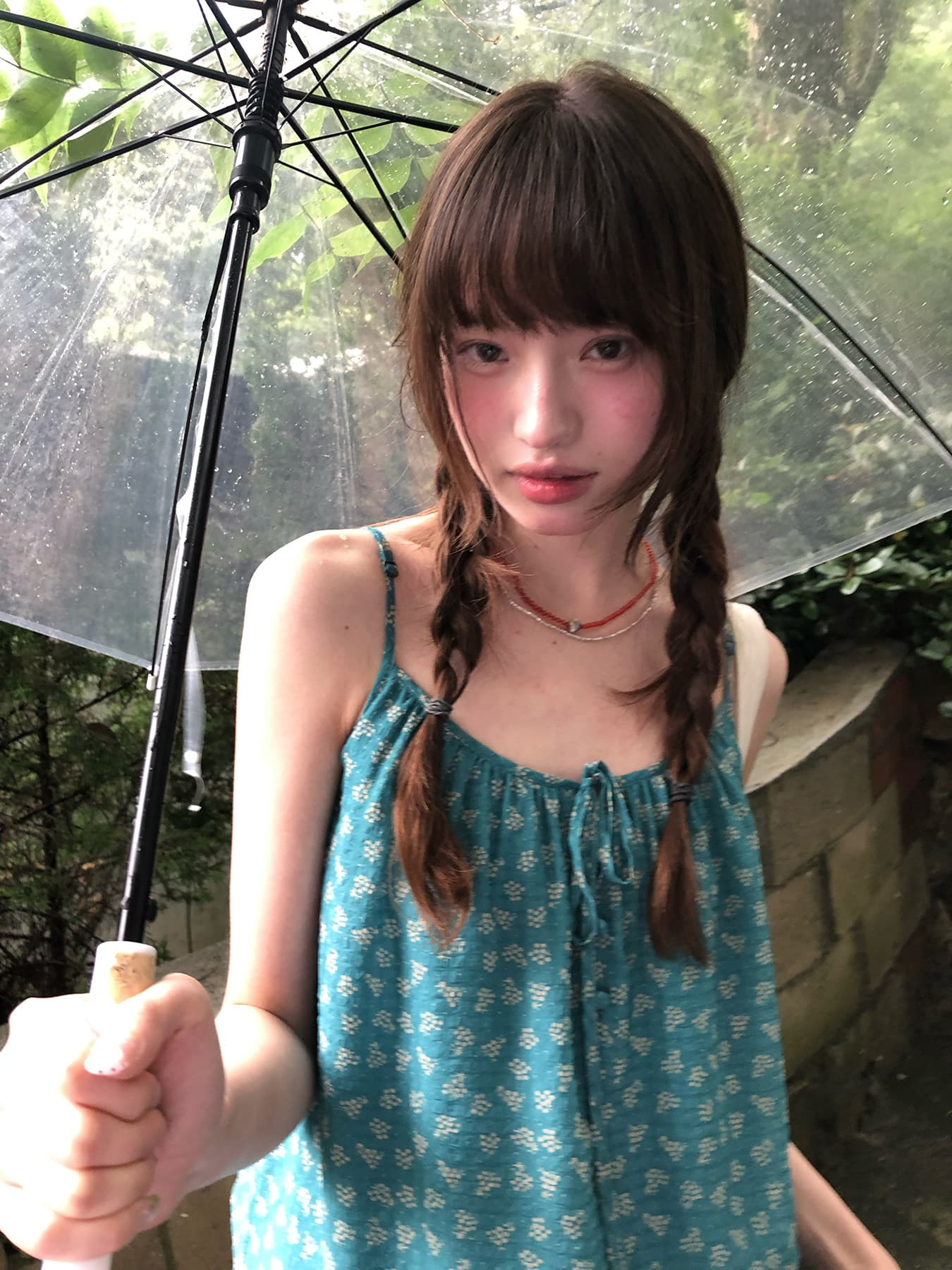 한 부서 고대 조기 분위기 이중층 페이크 레이어드 레이스업 슬립 여름 여성 루즈핏 꽃무늬 분위기 센스 작은 셔츠 상세 이미지 5