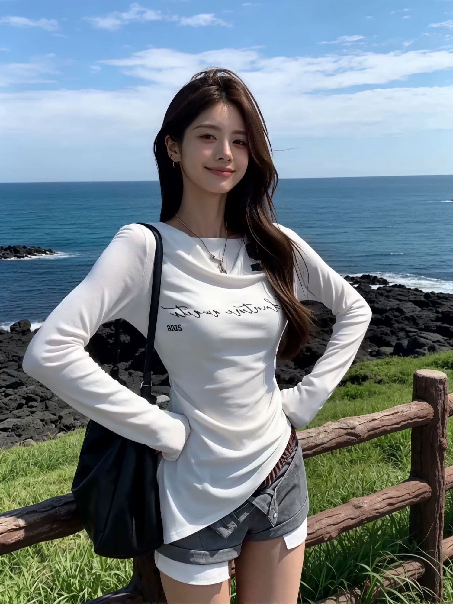 사람들 면 화이트 보트넥 긴팔 티셔츠 이른 가을 핫걸 프린트 맨위 이미지 4