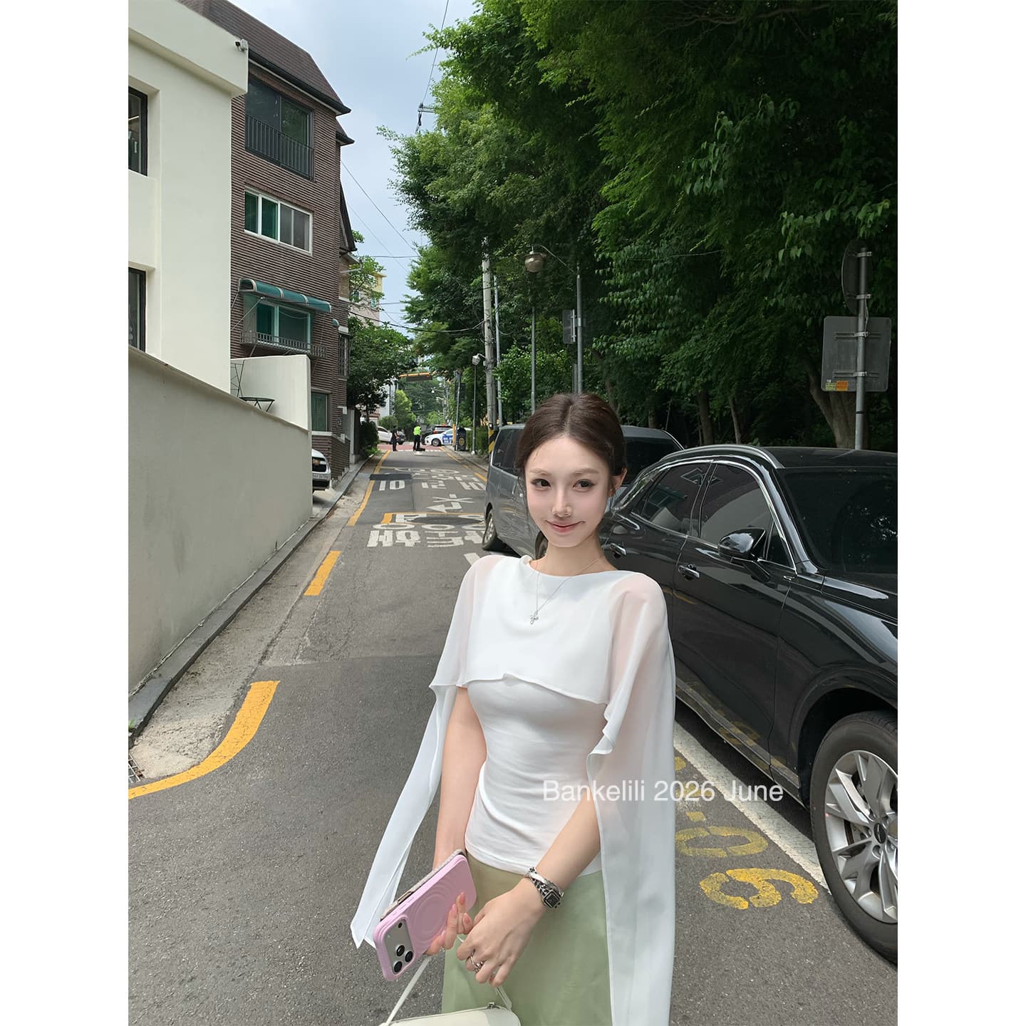 양모 면 레오파드 무늬 리본 숄 티셔츠 여성 2026 여름 새로운 허리 수축 신축성 슬림해 보이는 민소매 맨위 상세 이미지 2