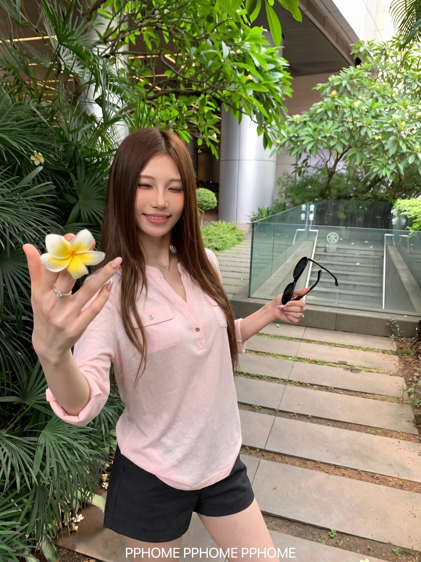 눈꽃 면 니스 오래된 일지 반 개방 칼라 주머니 중간 소매 티셔츠 여성 가을 느슨함 센스 슬림해 보이는 통기성 맨위 상세 이미지 6