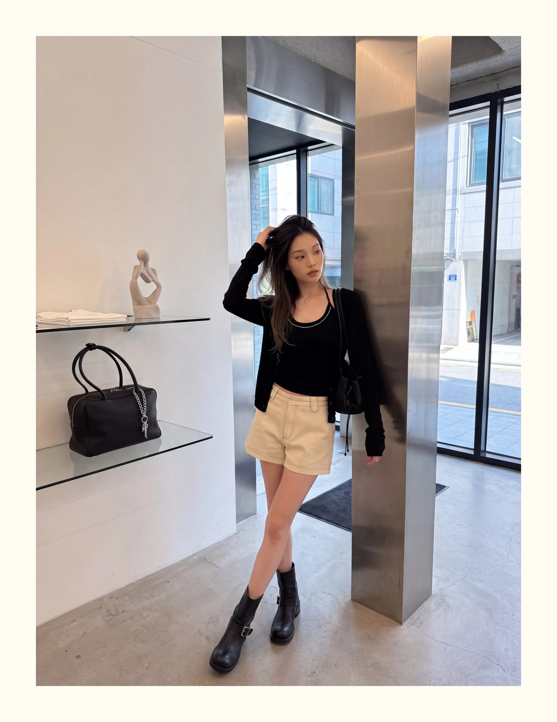 부드러운 바람 캐주얼 다용도 분위기 센스 패션 세트 여성 가을 긴팔 오픈 가디건 u 칼라 니트 투피스 조끼 상세 이미지 11