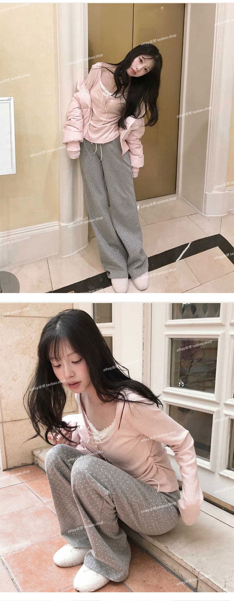 사람들 면 부드러운 순수한 욕망 바람 페이크 레이어드 슬림해 보이는 다용도 레이스 측면 길이 소매 티셔츠 맨위 여성 상세 이미지 10