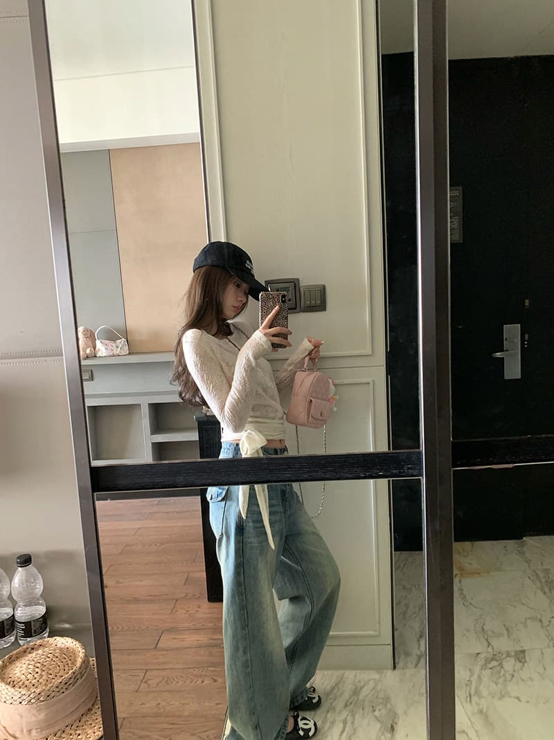 im ~까지 빛 산소 순간 레이스 몸매 가꾸기 슬림해 보이는 맨위 여성 스트랩 헨리 긴팔 티셔츠 상세 이미지 14