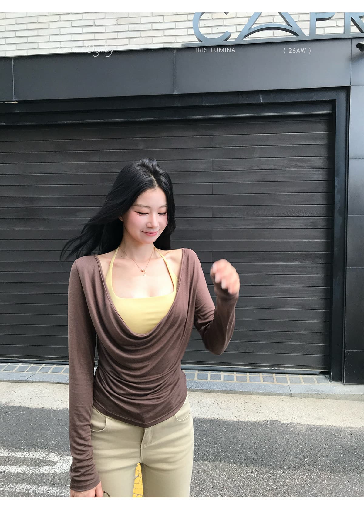사람들 면 스택 음악 가면 의류 긴팔 블라우스 티셔츠 여성 겨울 흔들다 칼라 사실 두 조각 맨위 상세 이미지 19