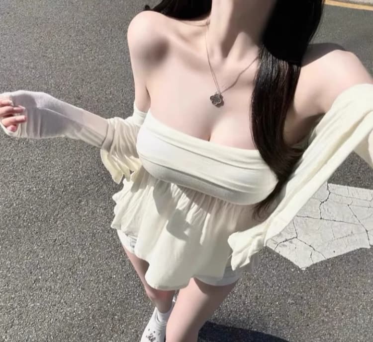한국 동대문 새로운 순수한 욕망 빛 볶다 섹시함 치마 튜브탑 벨트 가슴 패드 자외선 차단 오픈 가디건 여성 패션 세트 여성 상세 이미지 1