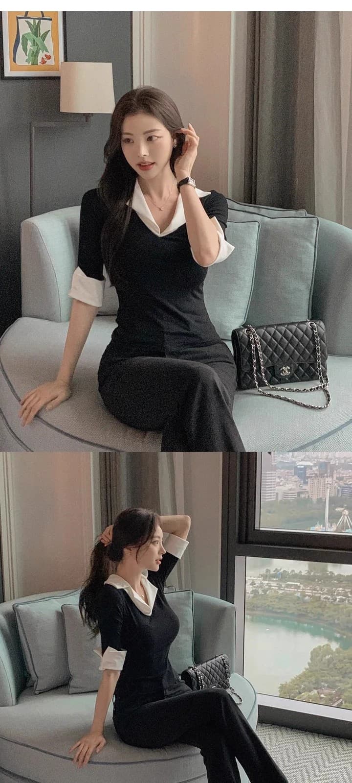 한국 봄 여름 새로운 품격 몸매 가꾸기 polo 폴로 칼라 중간 소매 얇은 스타일 마이크로 ~을 통해 몸매 가꾸기 디스플레이 몸 기본 셔츠 티셔츠 상세 이미지 5