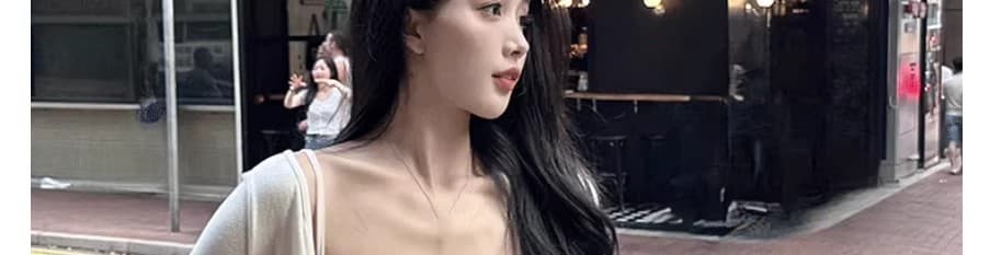 품격 몸매 가꾸기 디스플레이 몸 순수한 욕망 바람 레이스 조각 슬립 티셔츠 긴팔 자외선 차단 맨위 오픈 가디건 두 조각 여성 세트 상세 이미지 22